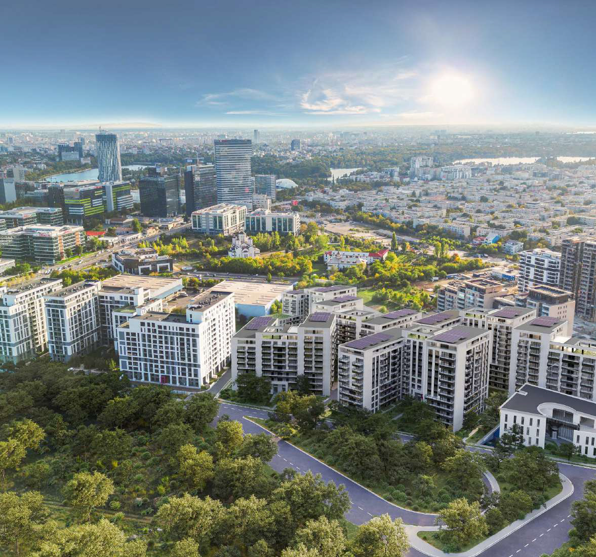 Aerial view of Romanian residential development